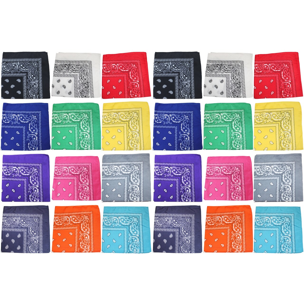 24 Pack Polyester Paisley Bandanas Bulk Pack for Group Activities